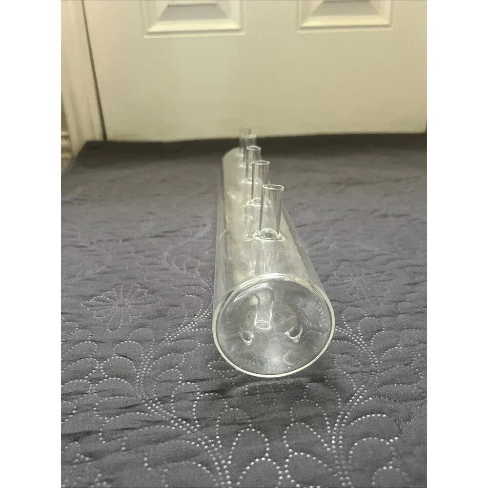 VTG 5-Hole Flute Tube Vase, Clear Blown Glass Flower Bud Succulent  Centerpiece